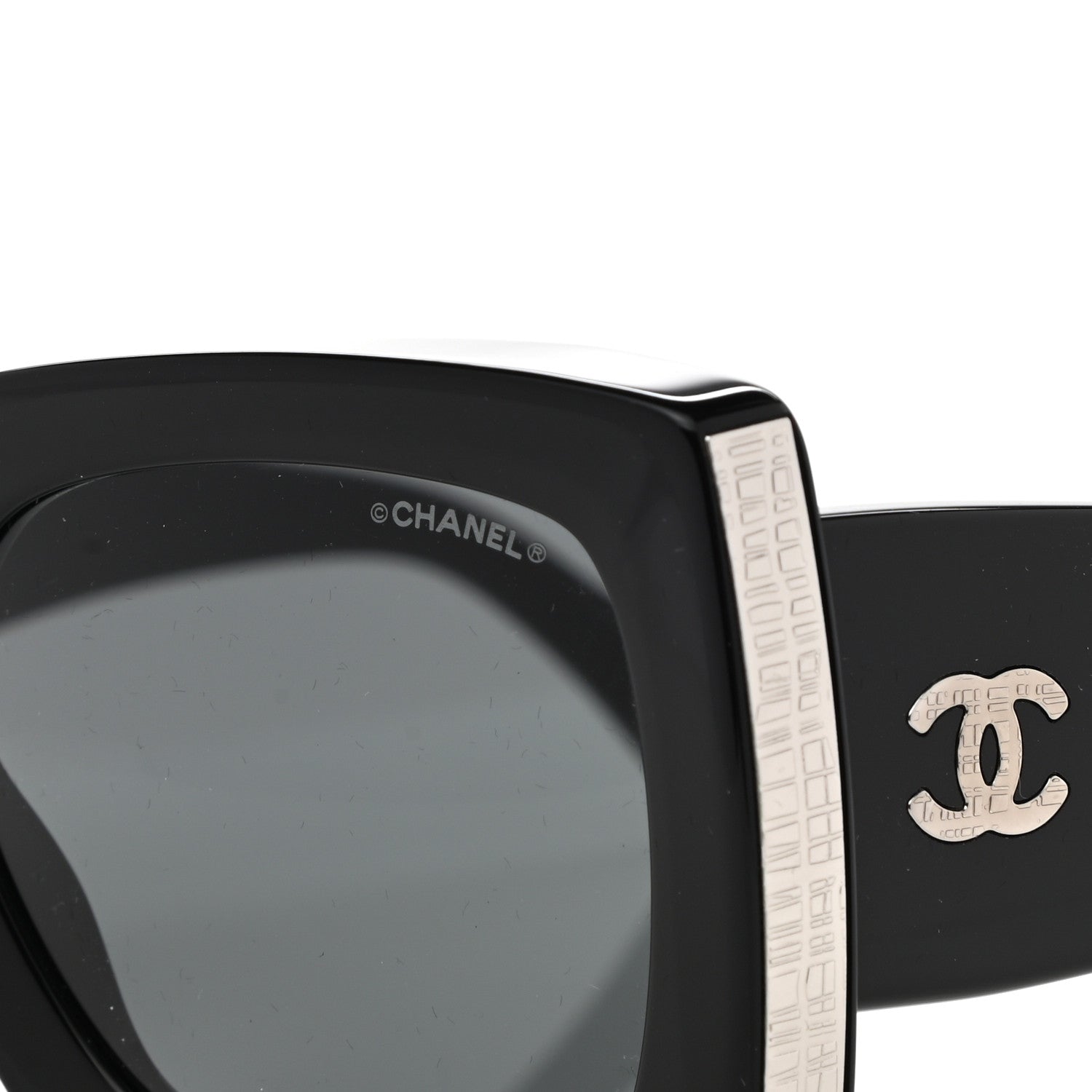 Chanel Acetate Rectangle Sunglasses 5435 Black Grey 8 of 9