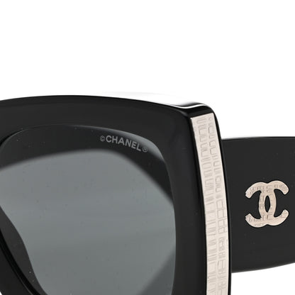 Chanel Acetate Rectangle Sunglasses 5435 Black Grey 8 of 9