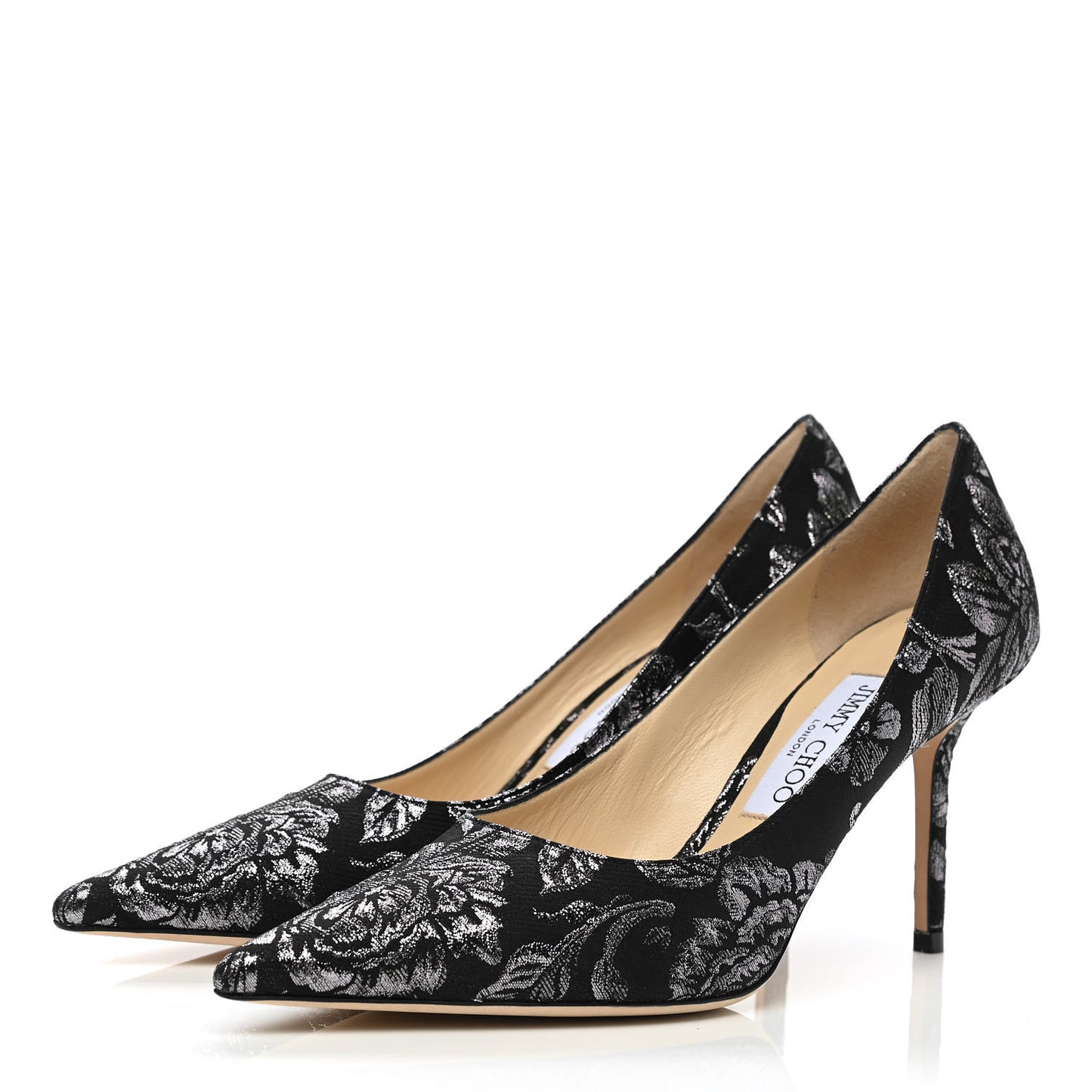 Floral Brocade Pointy Toe Love 85 Pumps 38.5 Black Steel