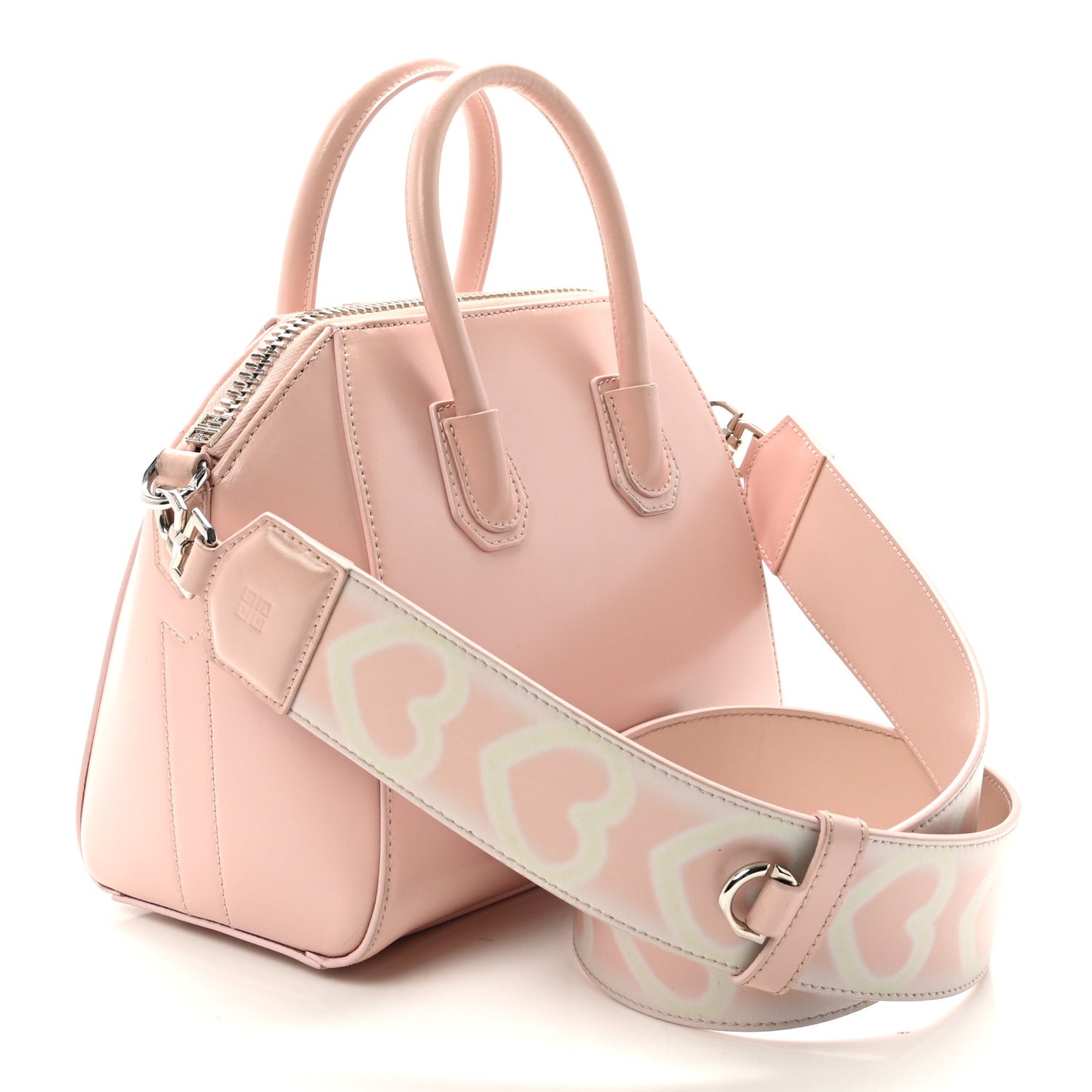 Box Calfskin Mini Heart Antigona Top Handle Bag Blush Pink