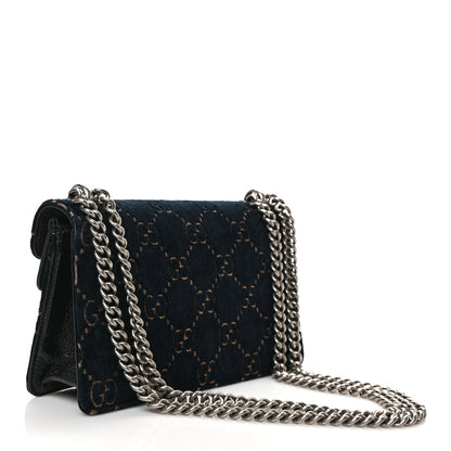 Gucci Velvet Skipper Crystal GG Monogram Small Dionysus Shoulder Bag Blue Beige Black 3 of 10
