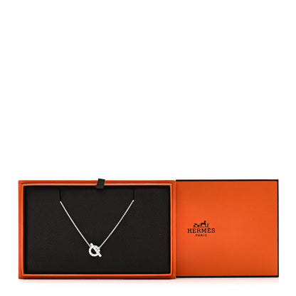 Hermes 18K White Gold Diamond Finesse Pendant Necklace 4 of 4
