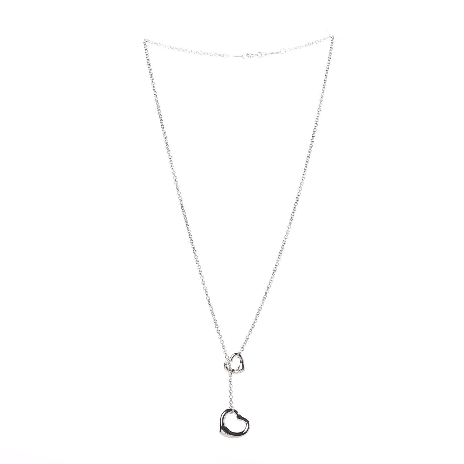 Tiffany Sterling Silver Elsa Peretti Open Heart Lariat Necklace 3 of 8