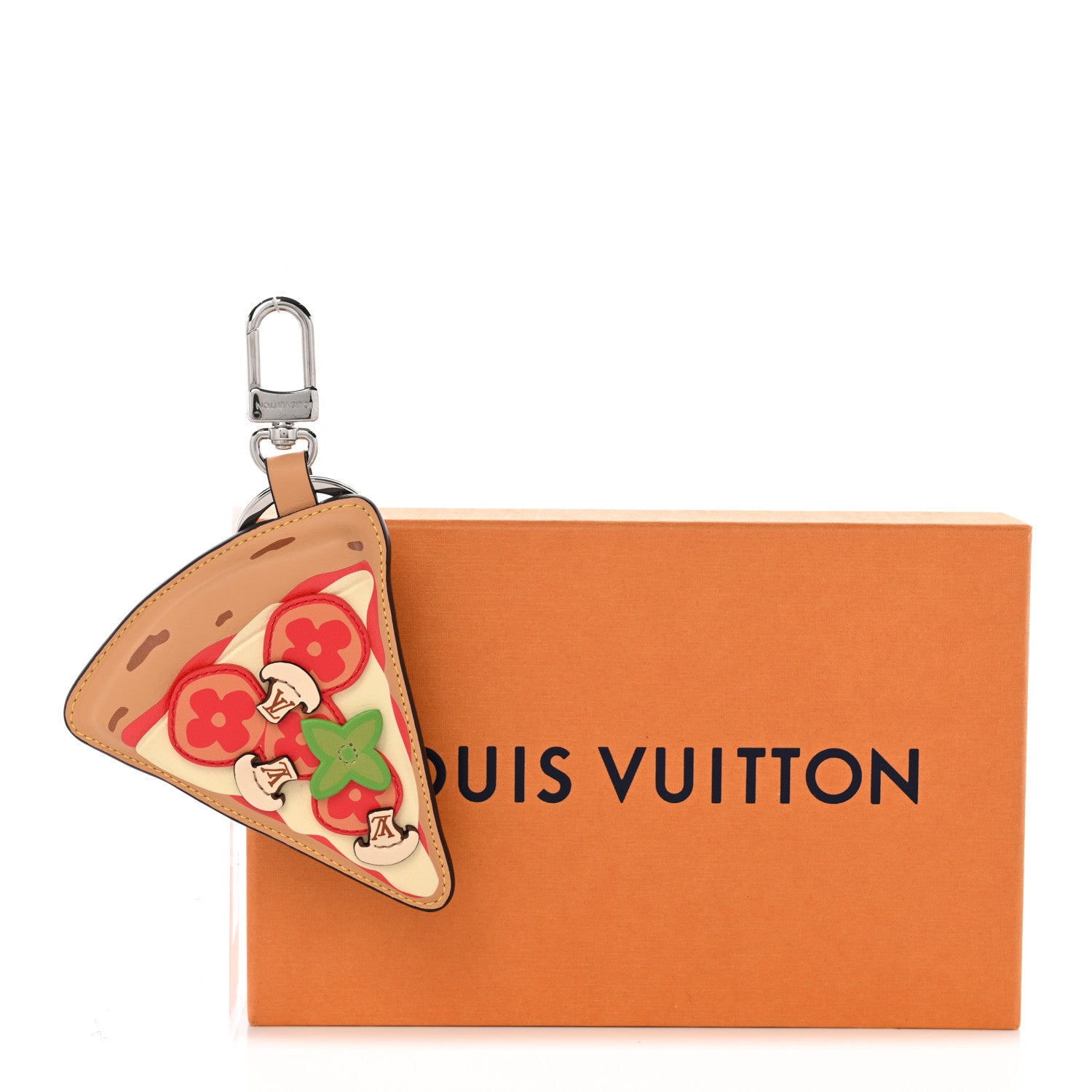 Louis Vuitton Calfskin Monogram Printed Pizza Bag Charm Key Holder 4 of 4
