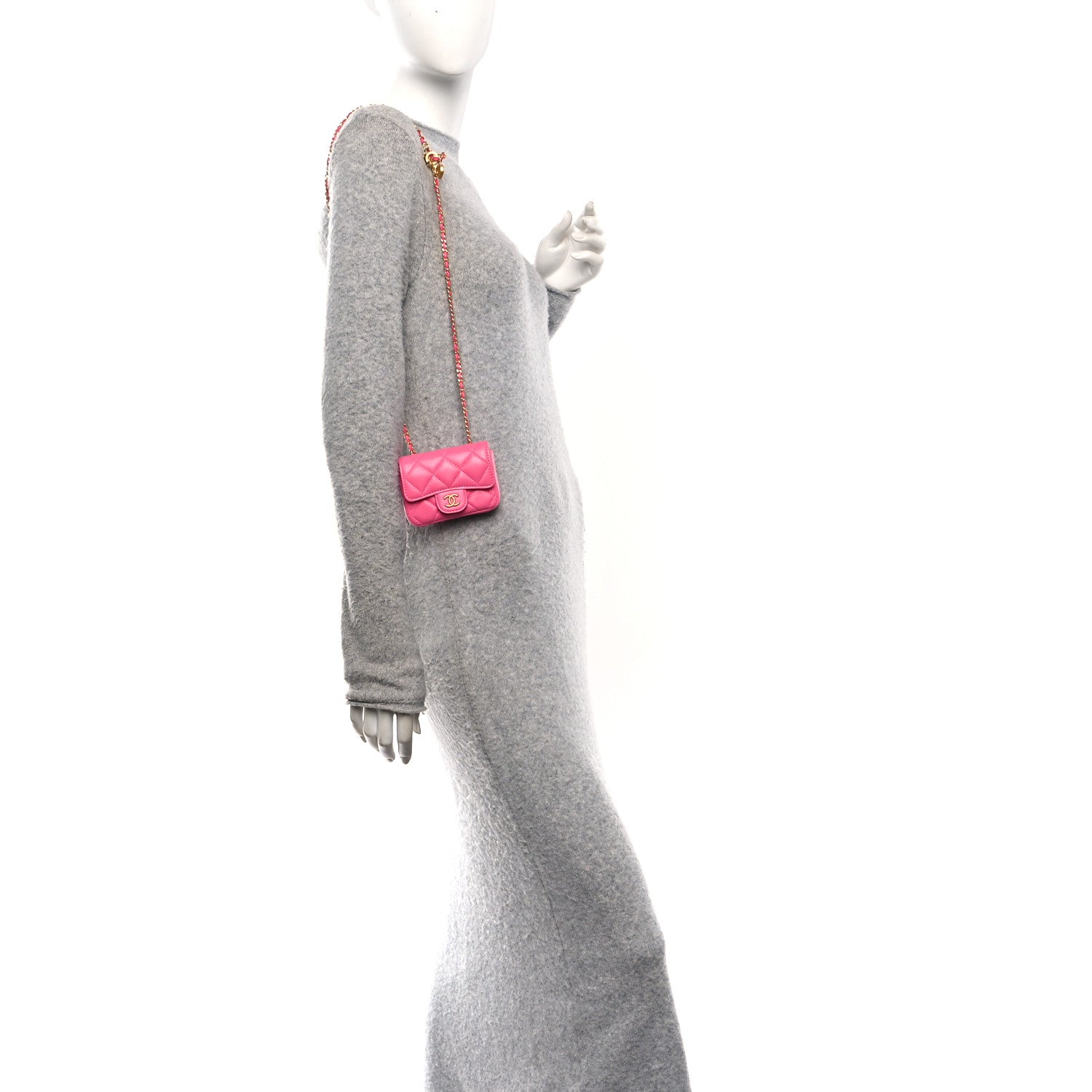 Chanel Lambskin Enamel Quilted Mini Chain Belt Bag Pink 2 of 14