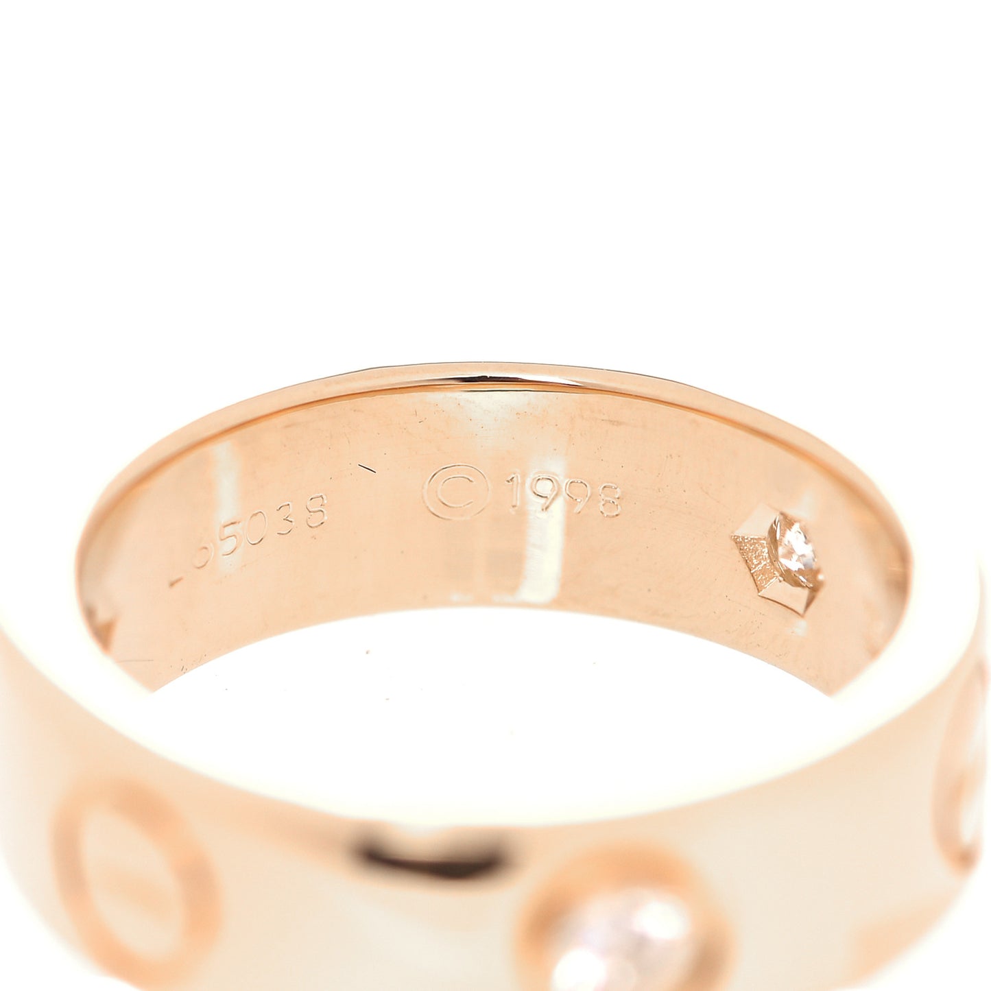 18K Yellow Gold 3 Diamond 5.5mm LOVE Ring 49 4.75