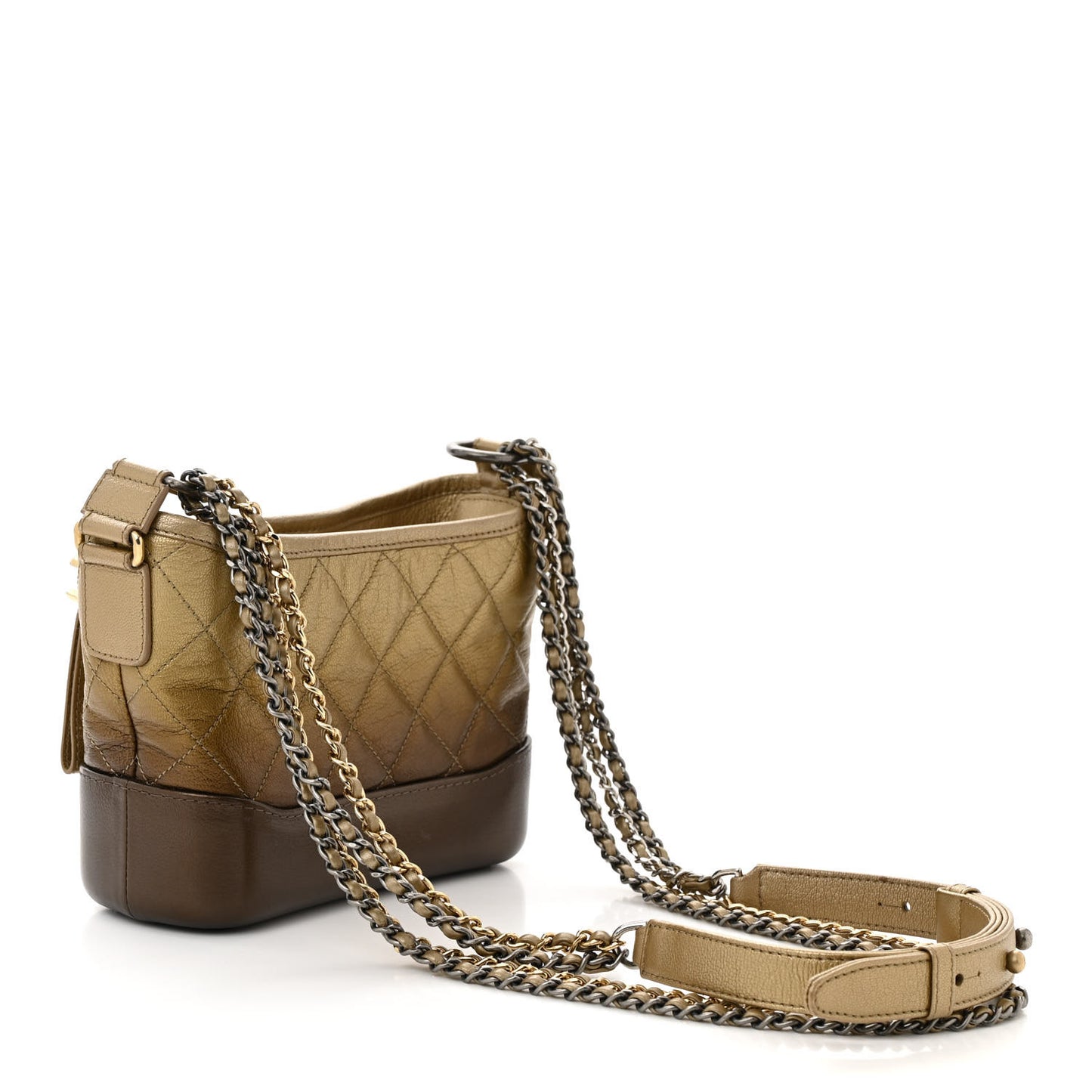 Metallic Goatskin Quilted Small Gabrielle Hobo Gold Bronze