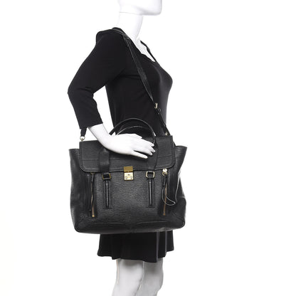 3.1 Phillip Lim 3.1 Textured Calfskin Large Pashli Satchel Black 2 of 11