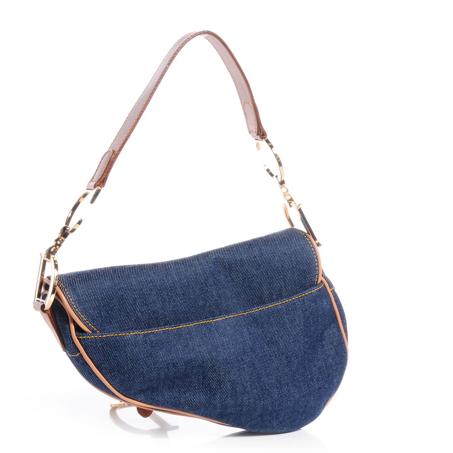 Christian Dior Denim Calfskin Saddle Bag Blue 3 of 7
