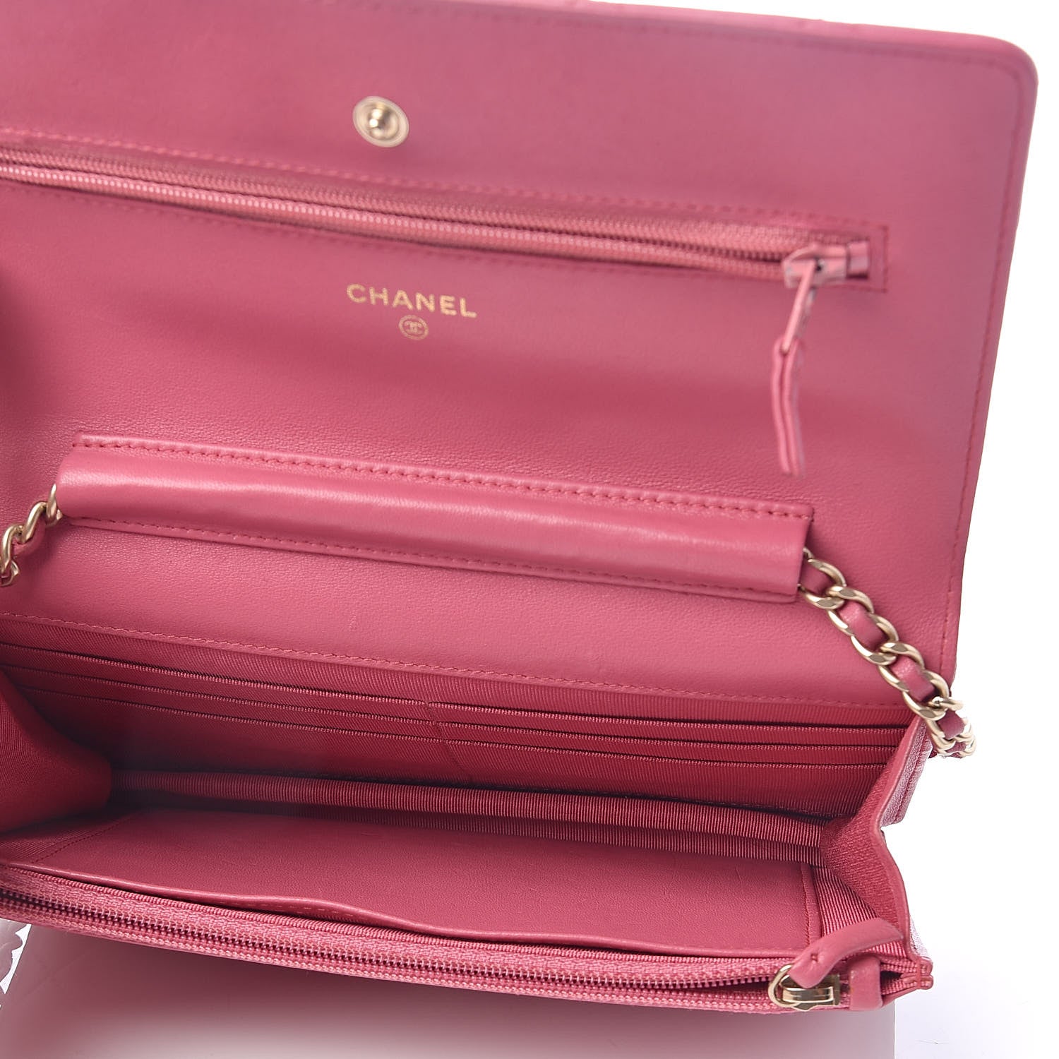 Chanel Lambskin Quilted Wallet On Chain WOC Pink 5 of 12