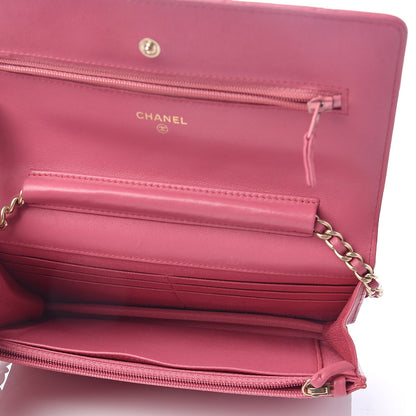 Chanel Lambskin Quilted Wallet On Chain WOC Pink 5 of 12