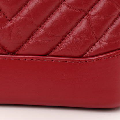 Chanel Aged Calfskin Chevron Quilted Small Gabrielle Hobo Red 11 of 12