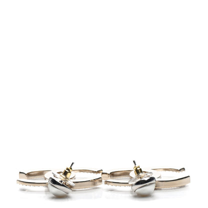 Chanel Crystal Pearl CC Drop Earrings Gold Silver 3 of 5
