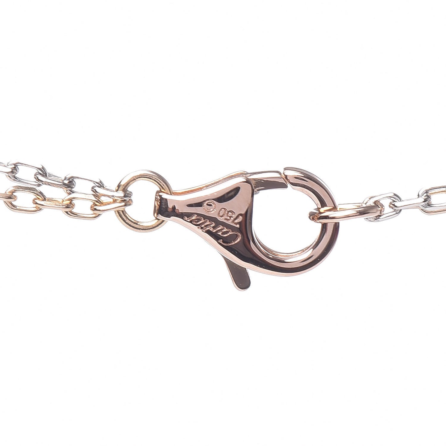 18K White Pink Gold Diamond Three Ring LOVE Pendant Necklace