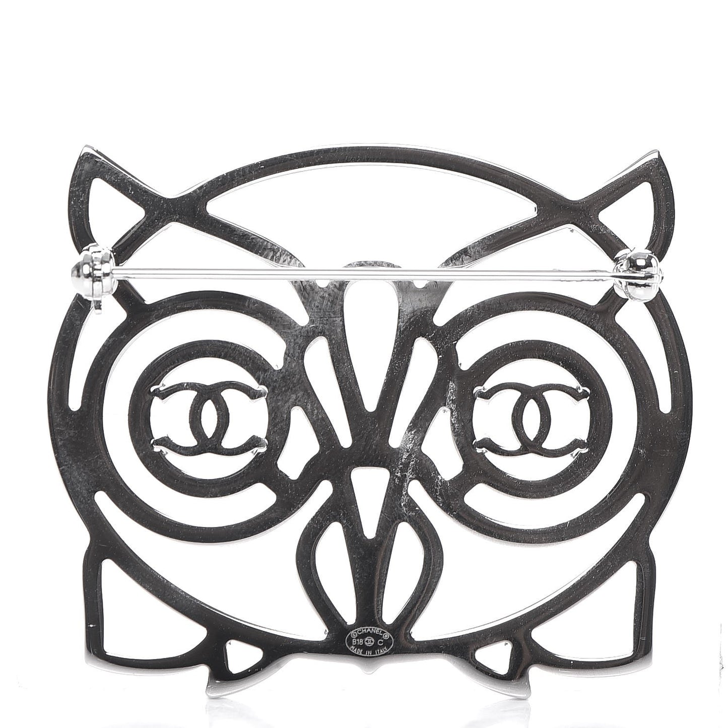 Strass Crystal Owl CC Brooch Purple Ruthenium