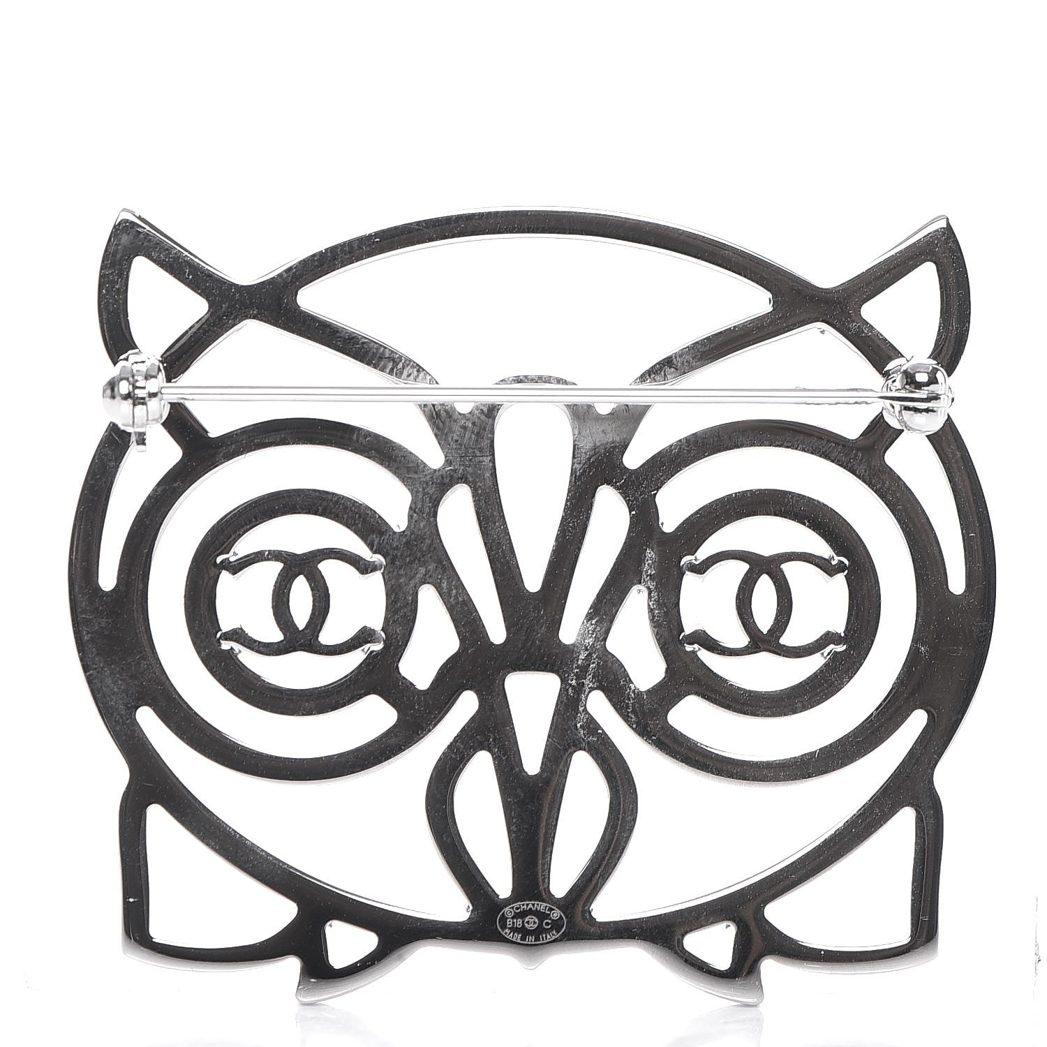 Chanel Strass Crystal Owl CC Brooch Purple Ruthenium 4 of 6