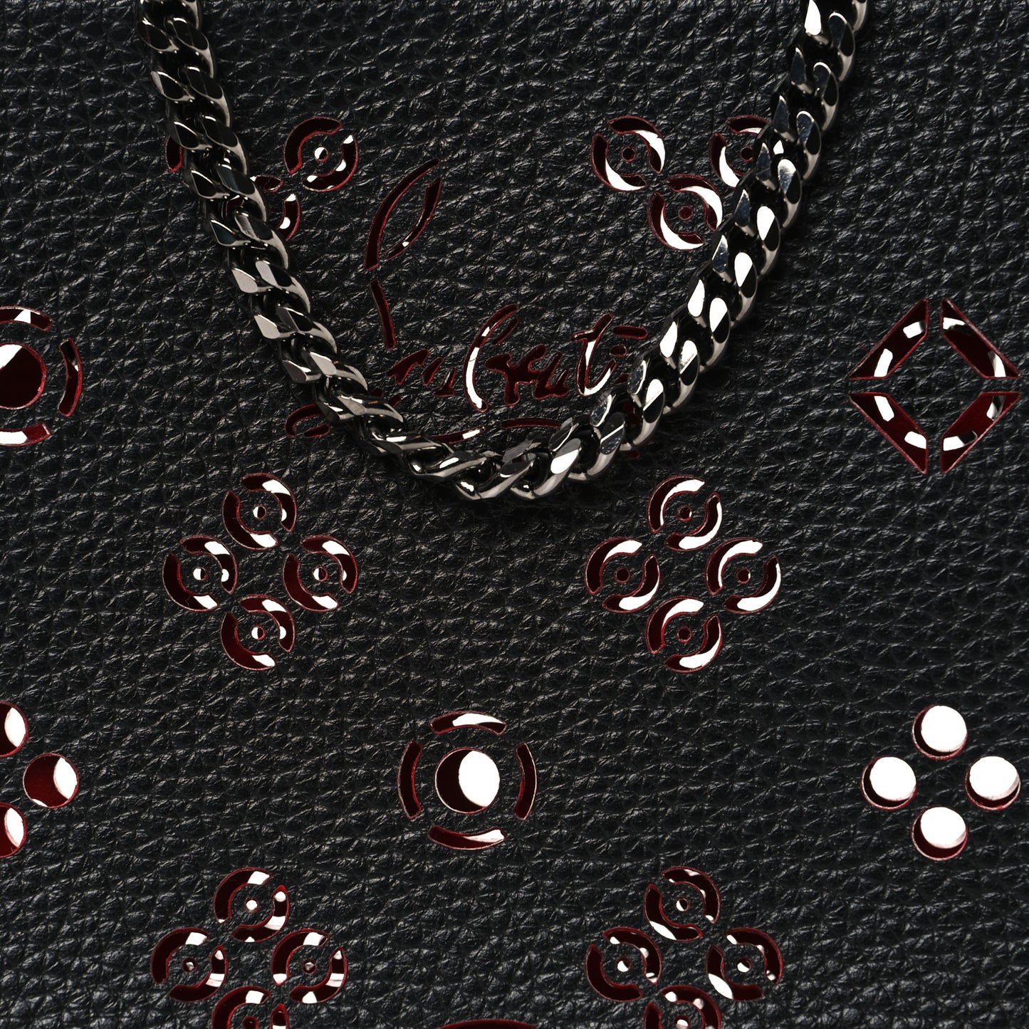 Calfskin Empire Loubinthesky Loubila Chain Clutch Black