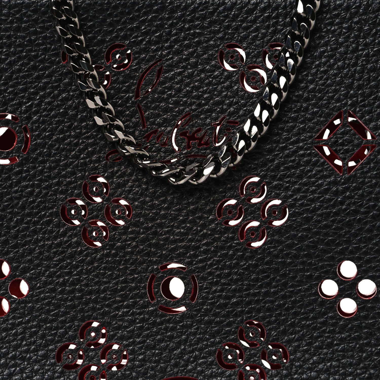 Christian Louboutin Calfskin Empire Loubinthesky Loubila Chain Clutch Black 7 of 9