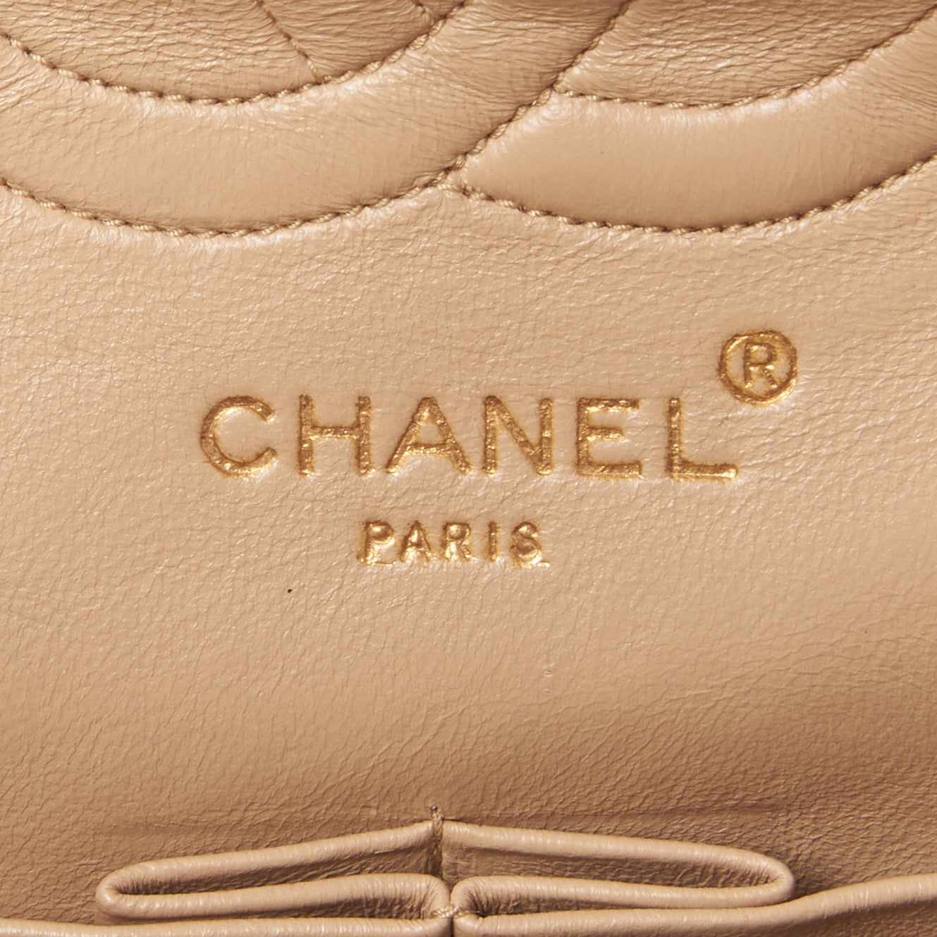 Lambskin Quilted Medium Double Flap Beige