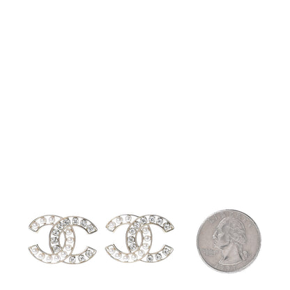 Chanel Crystal Pearl CC Earrings Light Gold 2 of 5