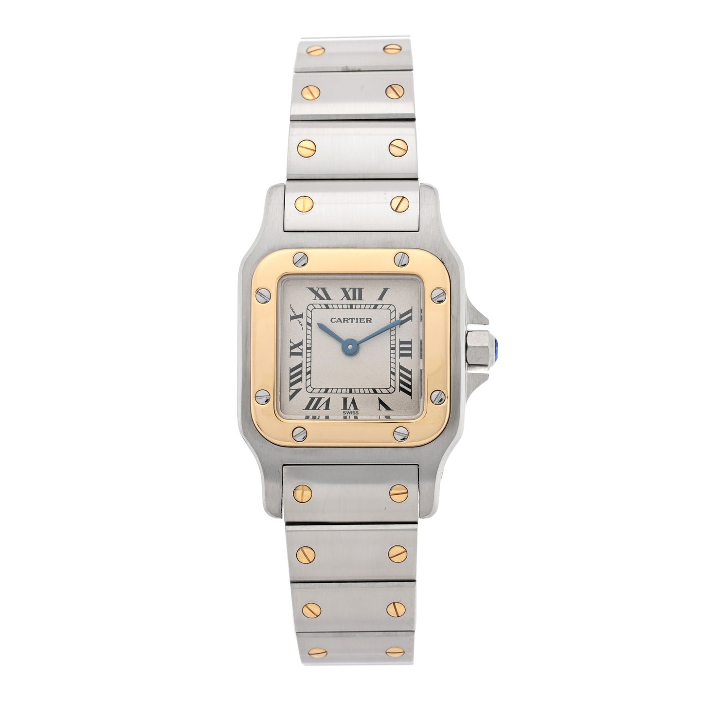 Stainless Steel 18K Yellow Gold 24mm Santos De Cartier Galbee Quartz Watch