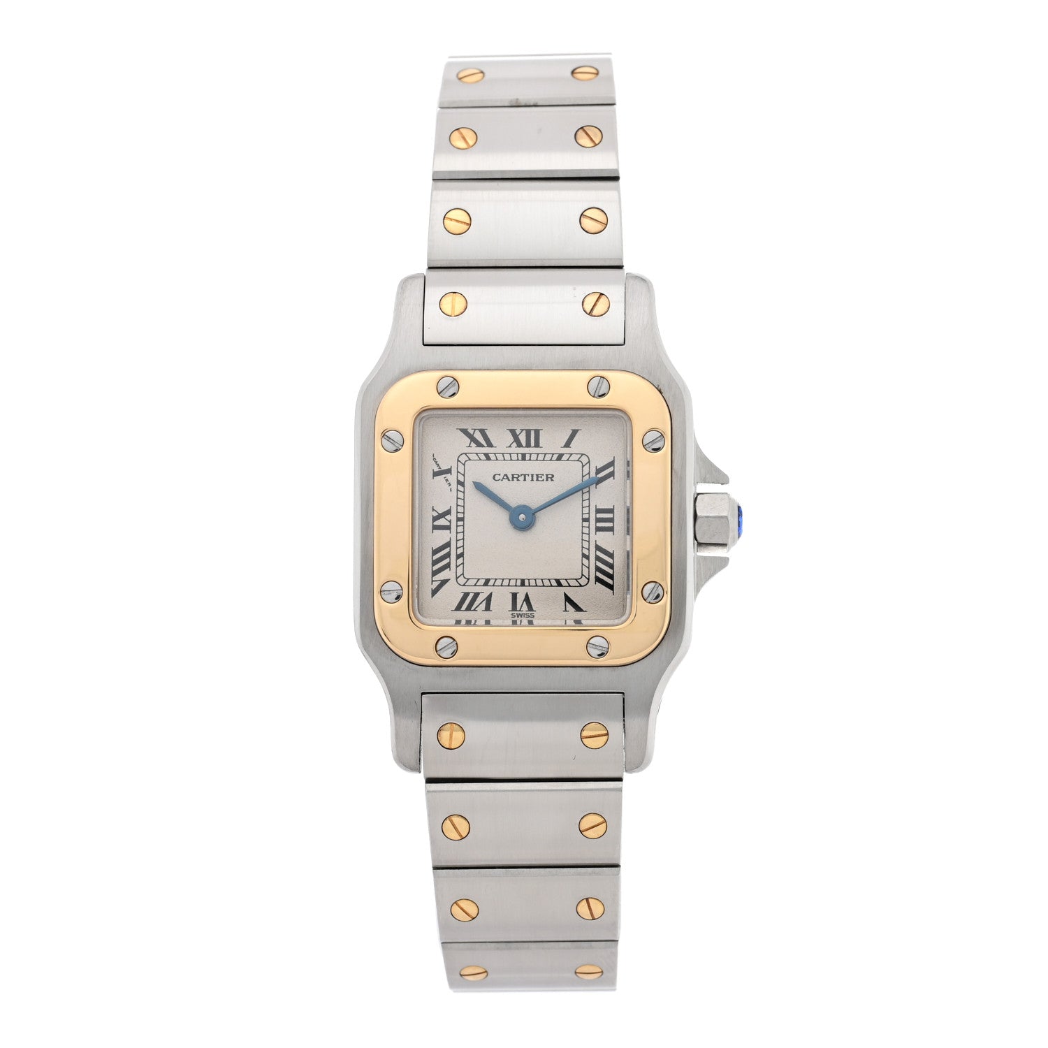 Cartier Stainless Steel 18K Yellow Gold 24mm Santos De Cartier Galbee Quartz Watch 1 of 4