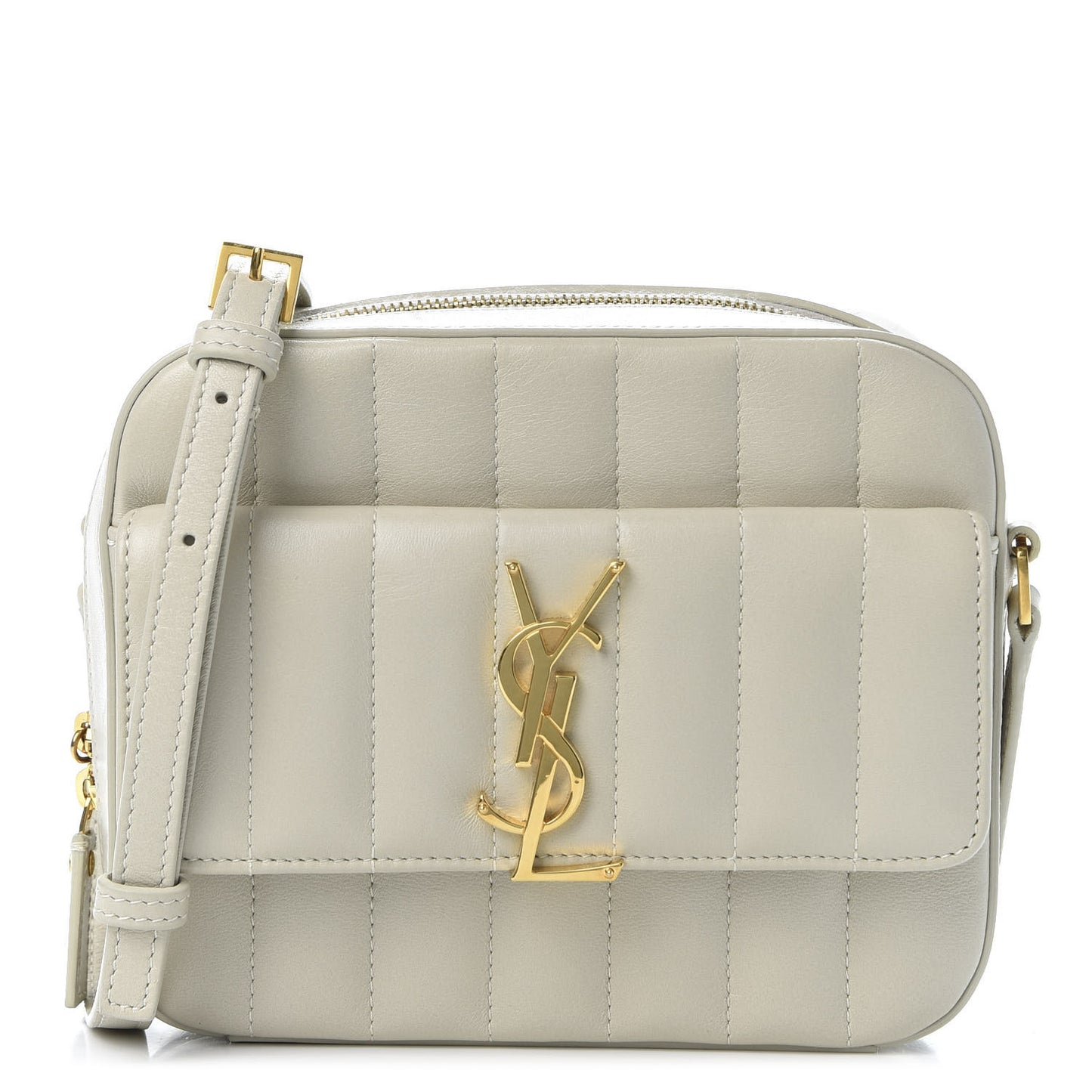 Lambskin Matelasse Monogram Vicky Camera Bag Crema Soft