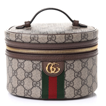 Gucci GG Supreme Monogram Textured Calfskin Web Ophidia Vanity Cosmetic Case Beige Ebony New Acero 1 of 9