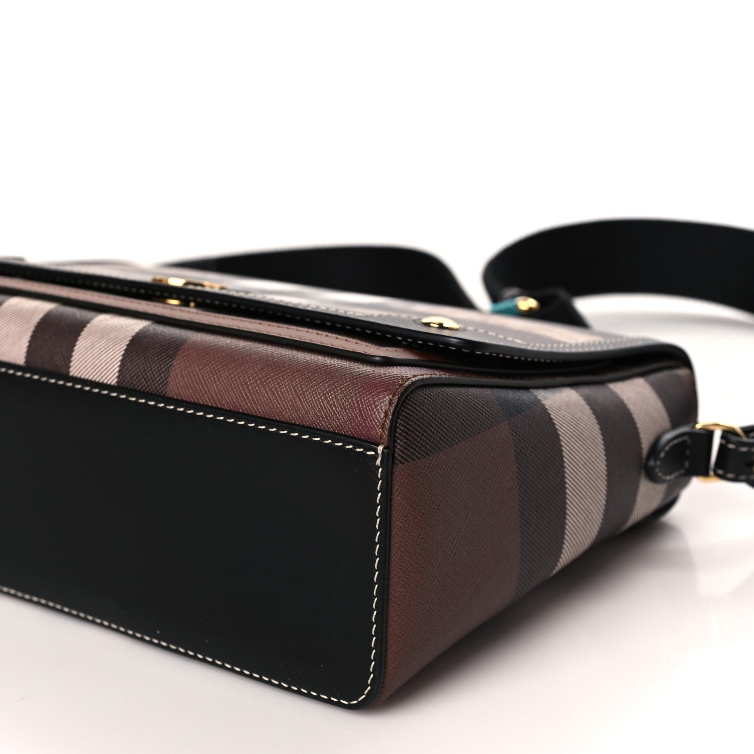 Burberry Calfskin Giant Check E-Canvas Note Crossbody Bag Dark Birch Brown 8 of 9