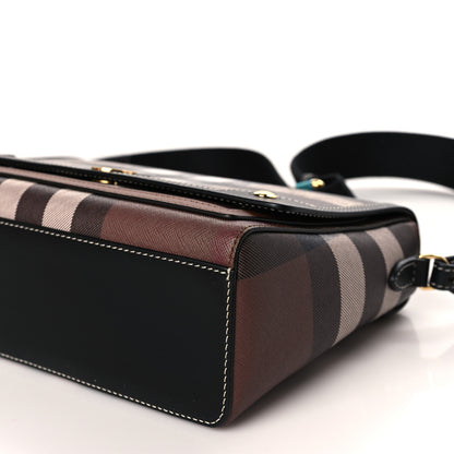 Burberry Calfskin Giant Check E-Canvas Note Crossbody Bag Dark Birch Brown 8 of 9
