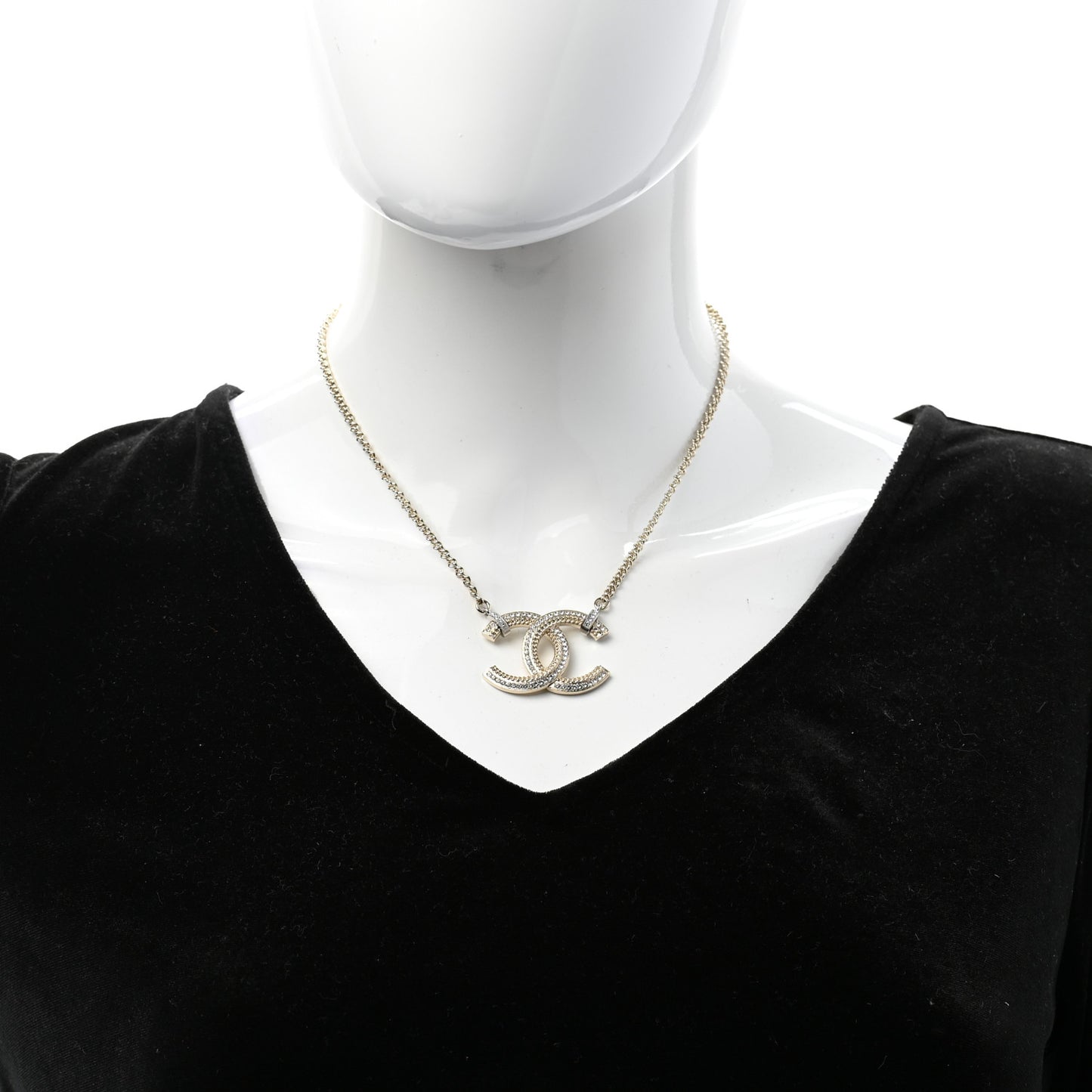 Crystal CC Pendant Necklace Gold