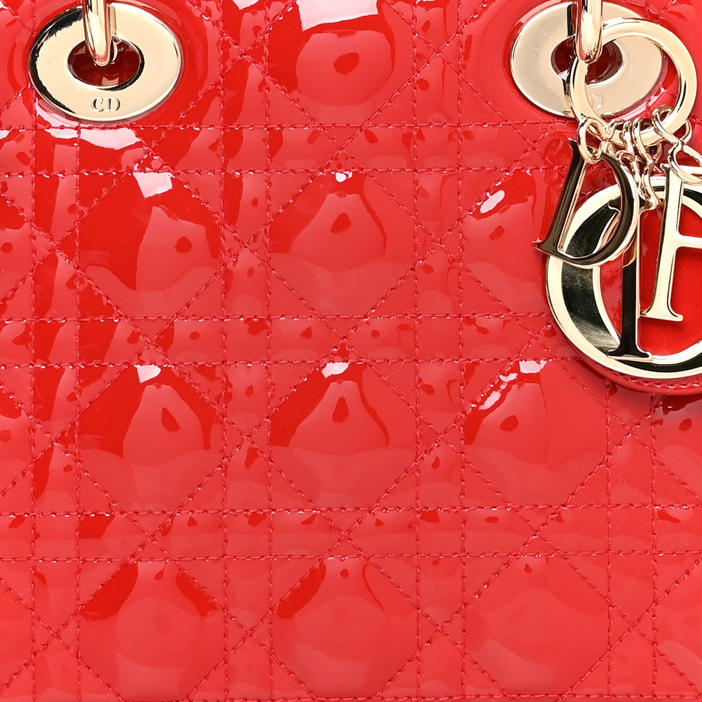 Patent Cannage Small Lady Dior Red