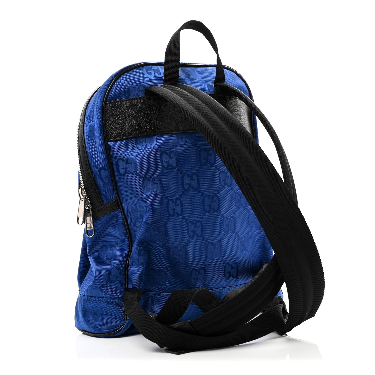 Gucci Econyl Nylon Monogram Off The Grid Backpack Guilted Blue Black 3 of 11