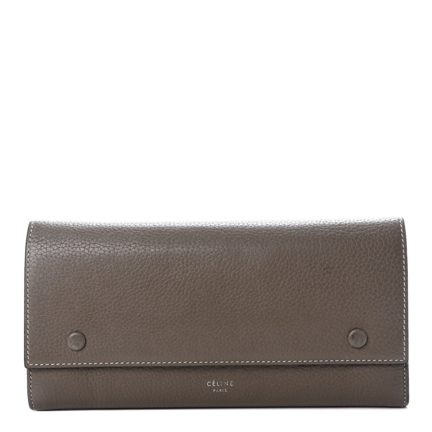 Drummed Calfskin Large Multifunction Flap Wallet Souris