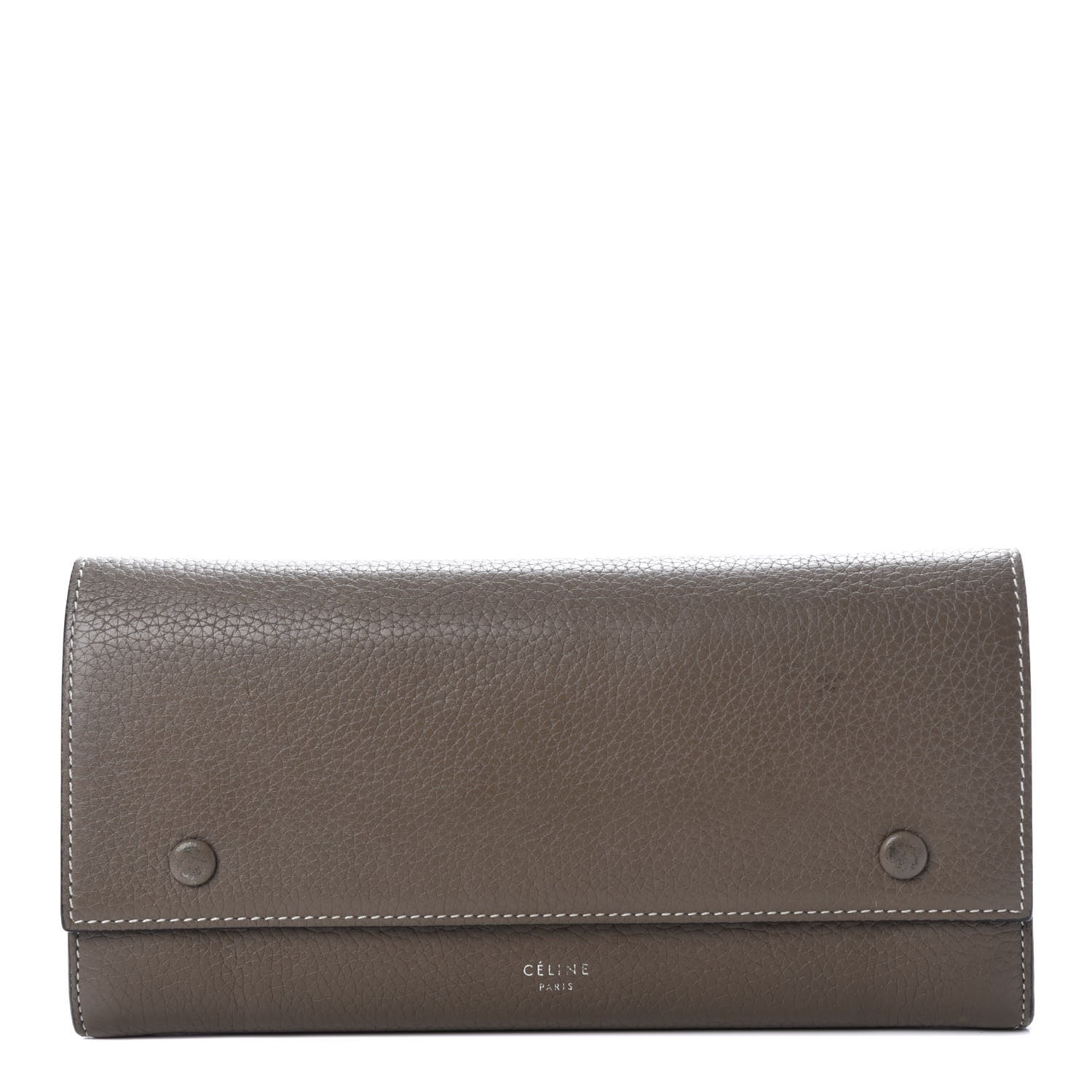 Celine Drummed Calfskin Large Multifunction Flap Wallet Souris 1 of 8