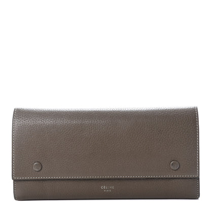 Celine Drummed Calfskin Large Multifunction Flap Wallet Souris 1 of 8