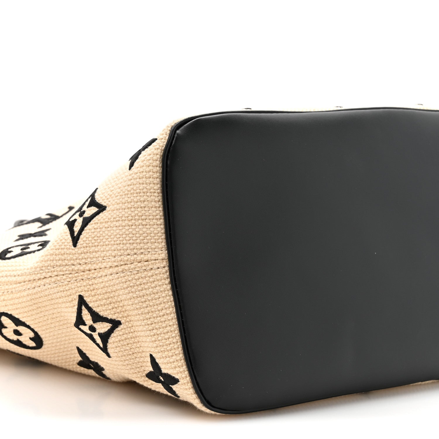 Louis Vuitton Cotton Monogram Embroidered Neverfull MM Beige Black 10 of 11