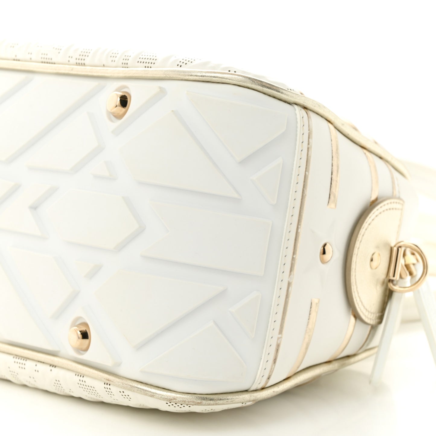 Perforated Calfskin Medium Dior Vibe Classic Bowling Bag White Gold