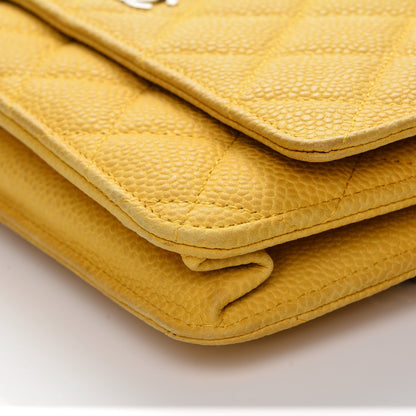 Chanel Iridescent Caviar Quilted Wallet on Chain WOC Yellow 8 of 9