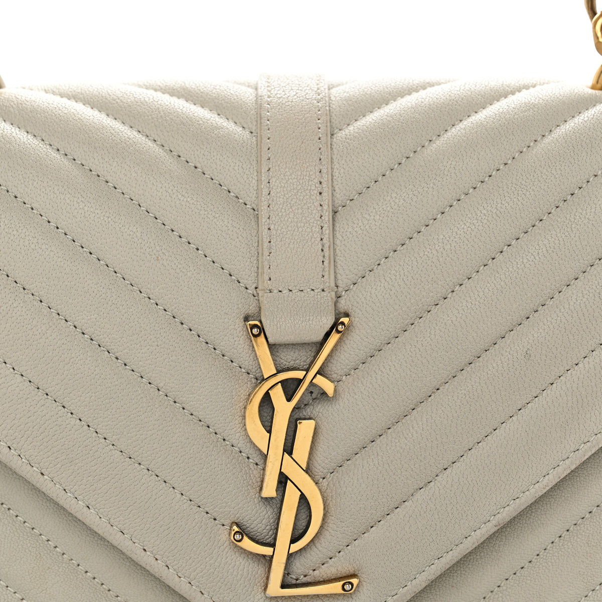 Saint Laurent Sheepskin Matelasse Chevron Monogram Medium College Bag Crema Soft 8 of 15
