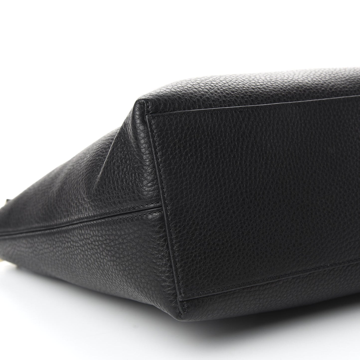 Grained Calfskin Rockstud Shoulder Tote Black