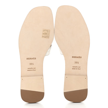 Hermes Matte Niloticus Crocodile Himalaya Oran Sandals 38.5 Blanc 5 of 9