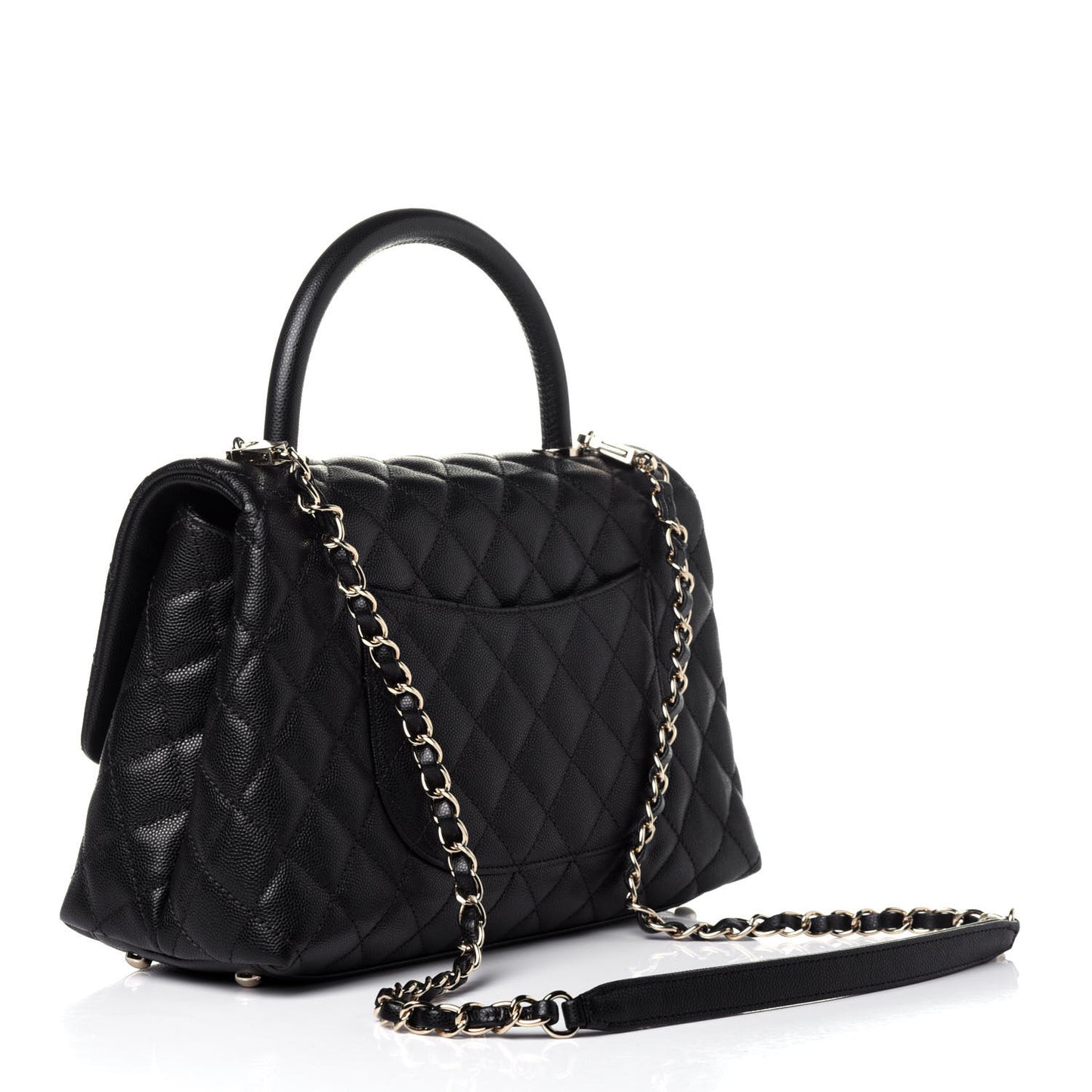 Caviar Quilted Small Coco Handle Flap Black