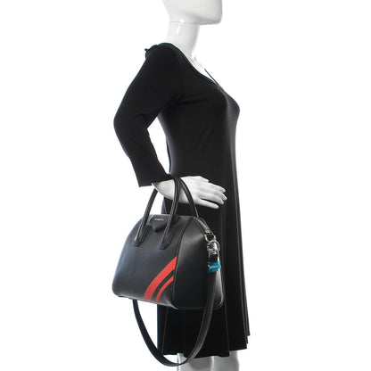 Givenchy Sugar Goatskin Striped Small Antigona Black Red 3 of 11