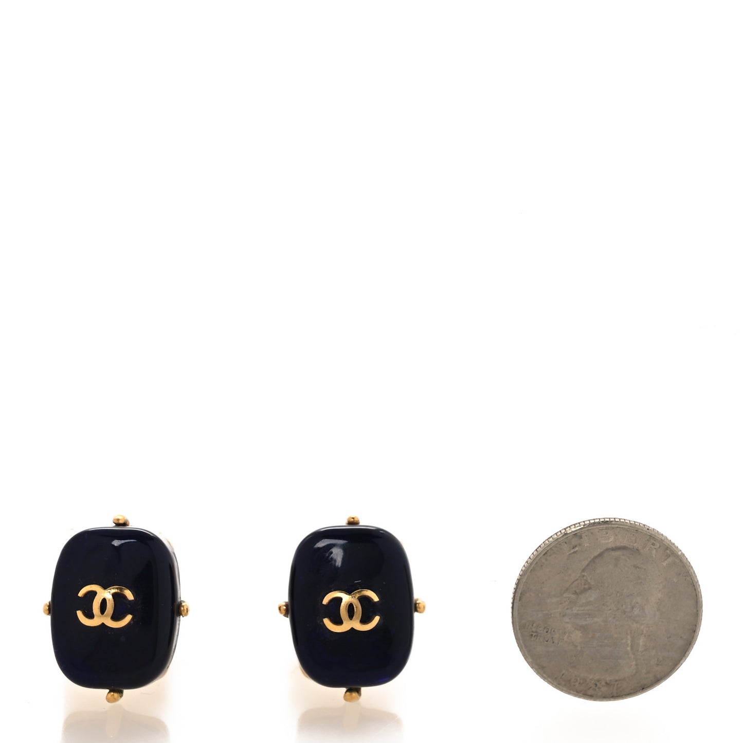 Resin CC Clip On Earrings Dark Blue