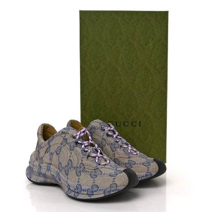 Gucci Ultralight Plume Calfskin Monogram Printed Womens Gucci Run Sneakers 37 Beige Blue 9 of 9