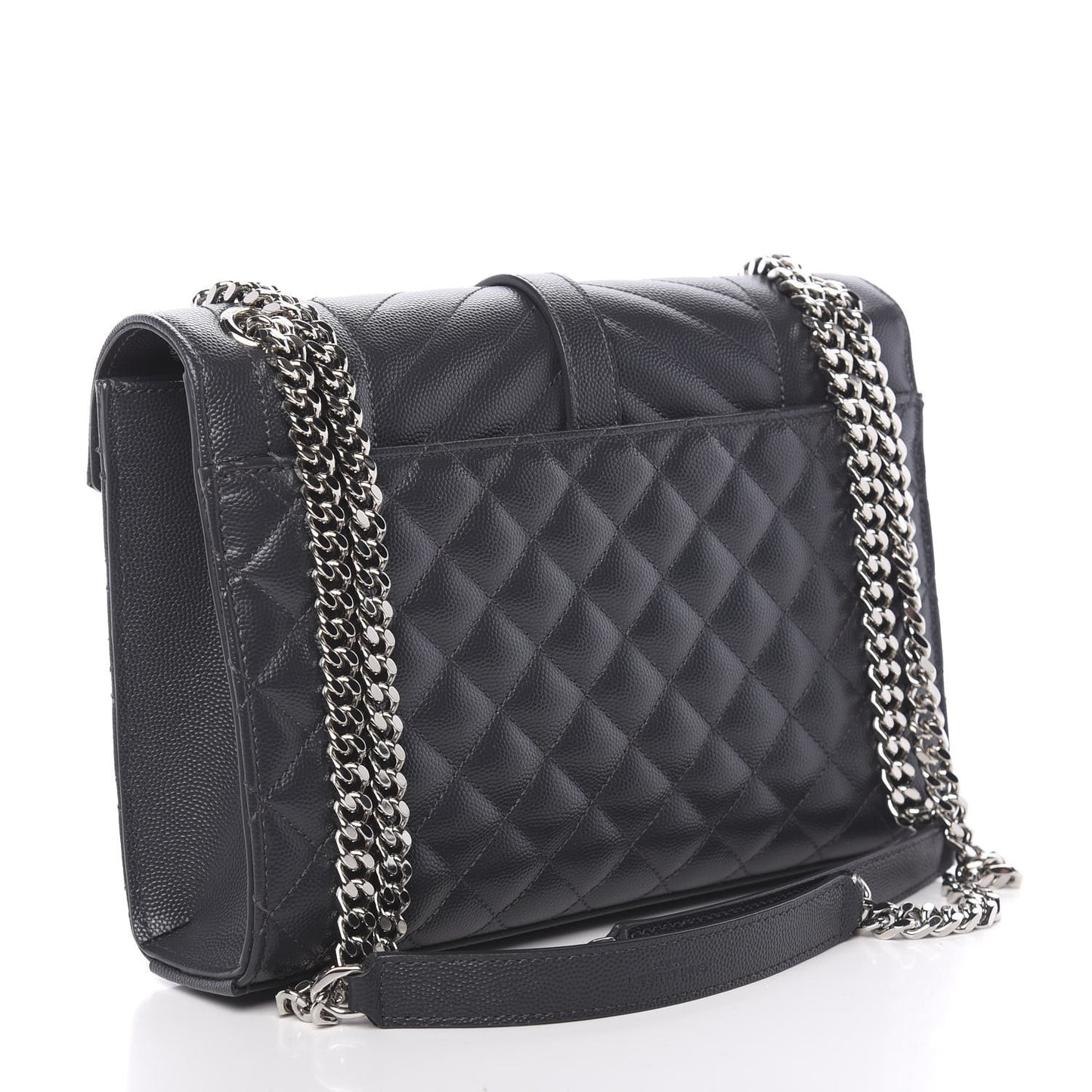 Grain De Poudre Textured Mixed Matelasse Medium Triquilt Monogram Satchel Earth