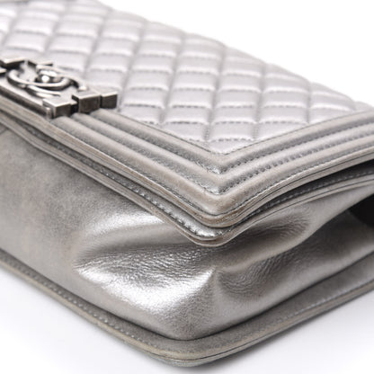 Chanel Metallic Lambskin Quilted Medium Boy Flap Silver 8 of 13