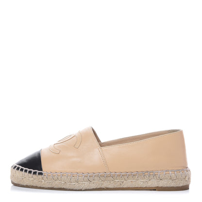Chanel Lambskin CC Espadrilles 37 Beige Black 1 of 14