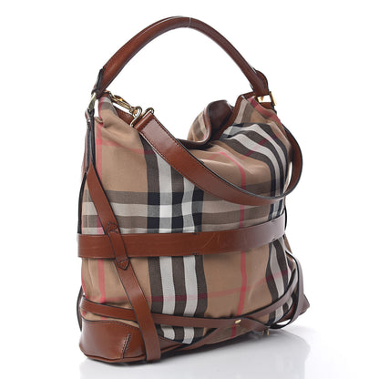 Burberry House Check Bridle Calfskin Medium Gosford Hobo Dark Tan 3 of 18